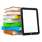 Books and a touchscreen tablet